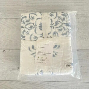Pottery Barn REMY Belgian Flax Linen Bed Pillow Quilted Sham Standard Chambray